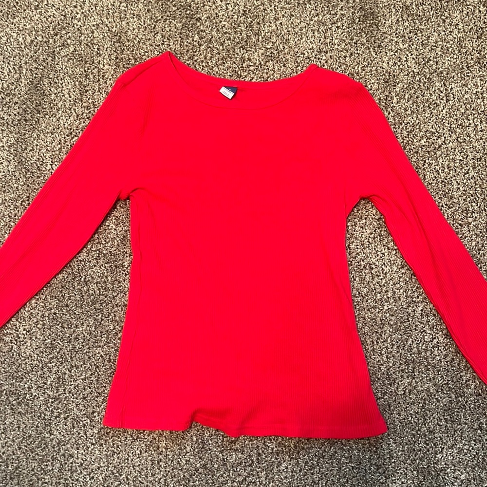 Red ribbed long sleeve
